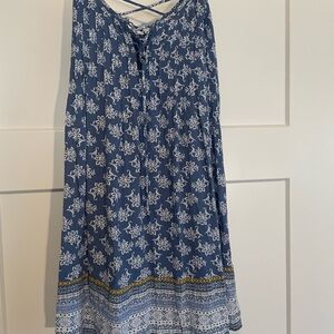 Blue Floral Dress with Yellow Accents